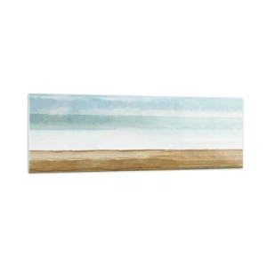 Quadro su vetro - Paesaggio astratto di spiaggia in tonalità pastello - 160x50cm - Rilassamento - Decorazione murale moderna per soggiorno e camera da letto ARTTOR