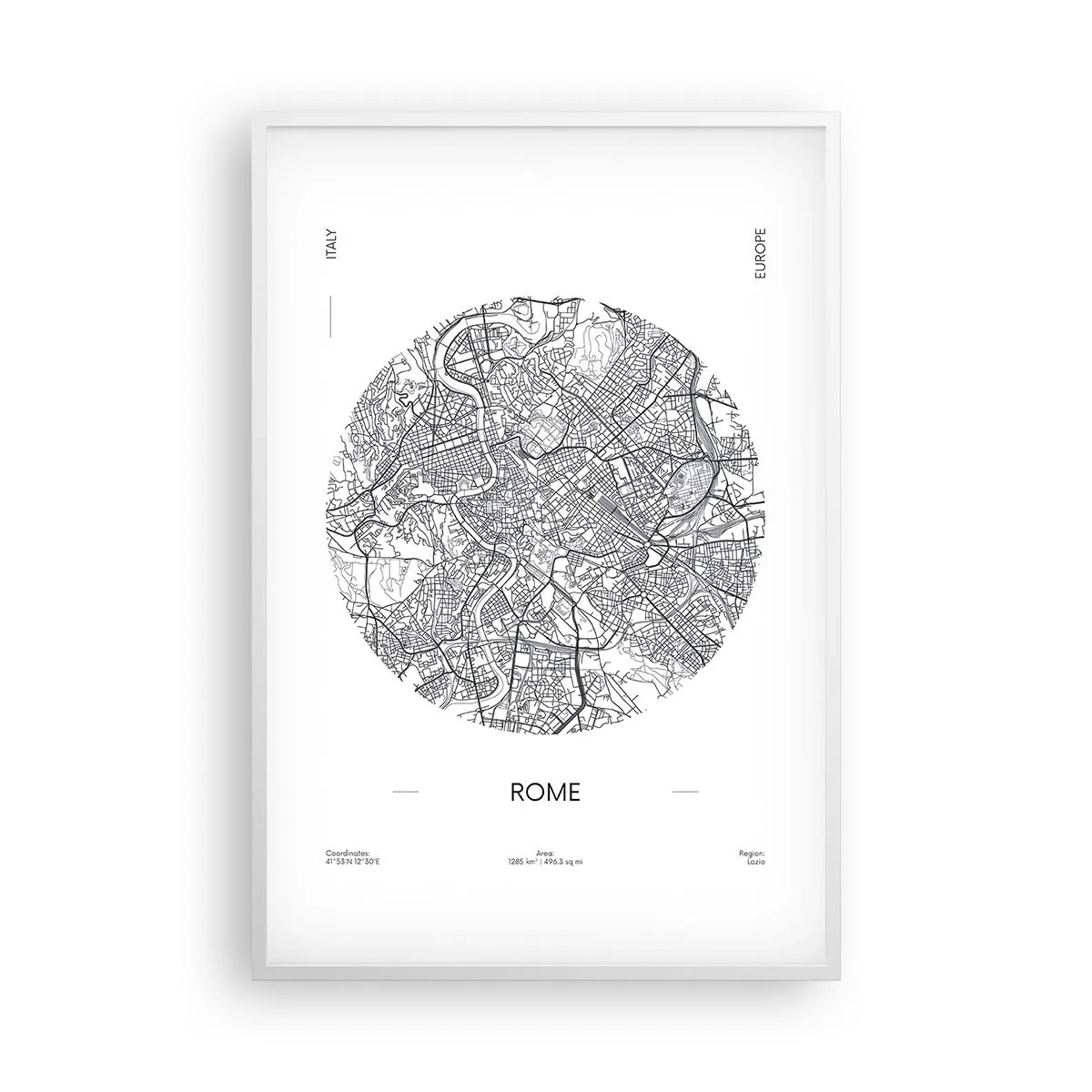 Poster in cornice bianca - Anatomia di Roma - 61x91 cm