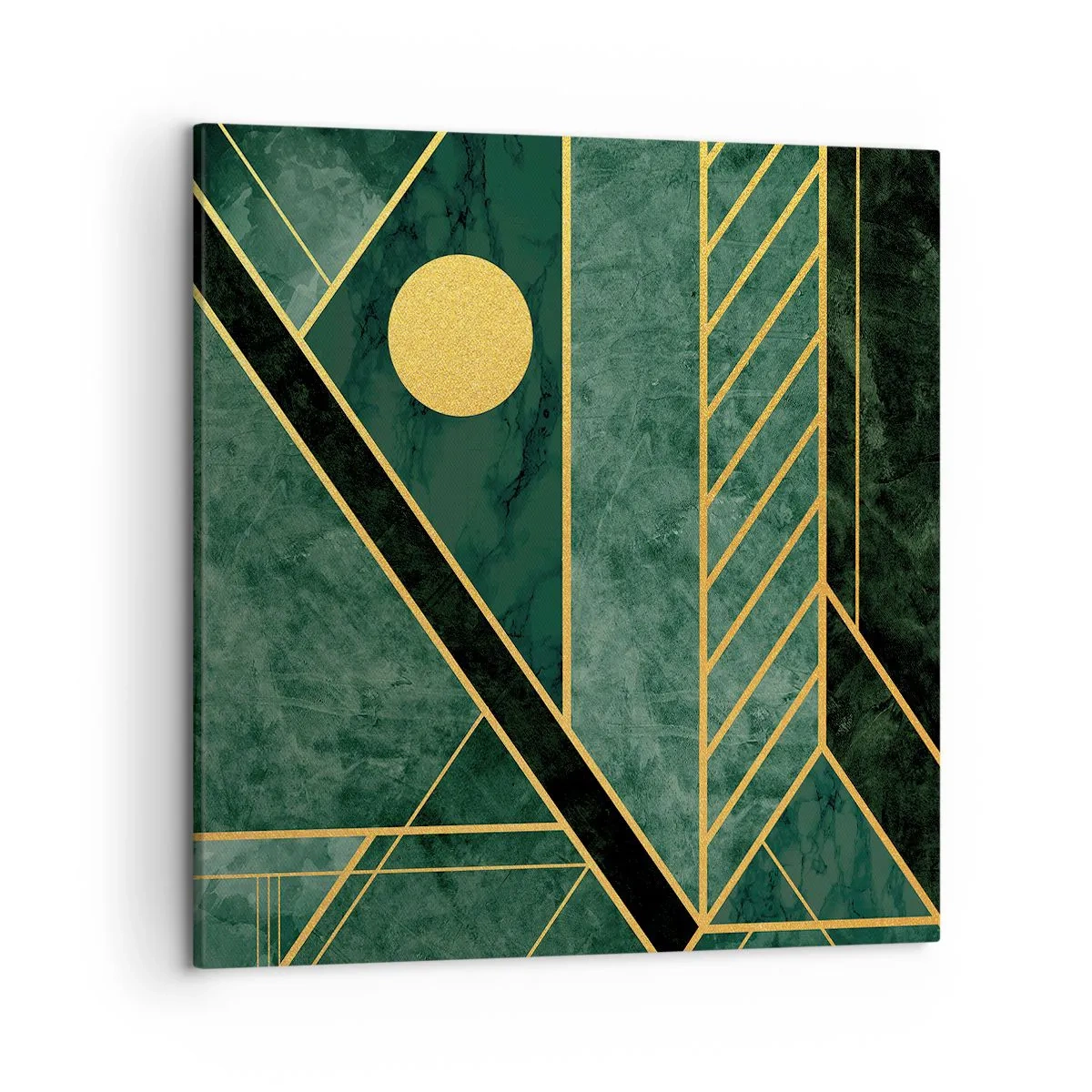 Quadro su tela - Stampe su Tela - Dinamica di oro e azzurro - 50x50 cm