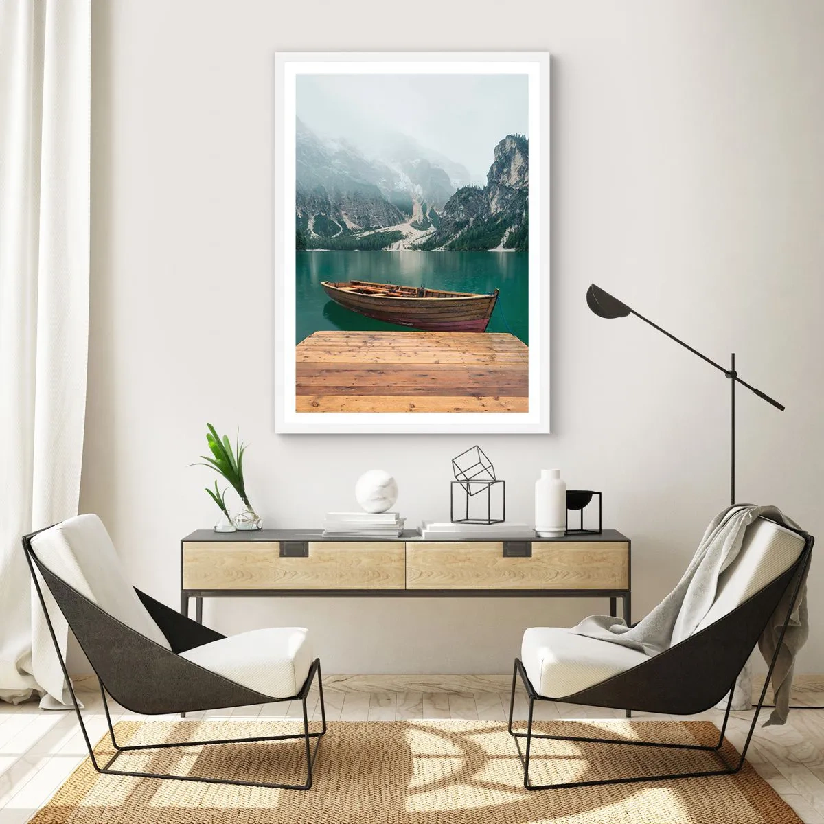 Poster in cornice bianca - E attorno le fiere rocce - 30x40 cm