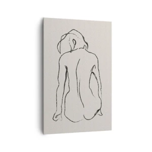 Quadro su tela - Stampe su Tela - Uno schizzo sottile della silhouette di una ragazza vista da dietro - 80x120cm - Nudo di ragazza - Decorazione murale moderna per soggiorno e camera da letto ARTTOR