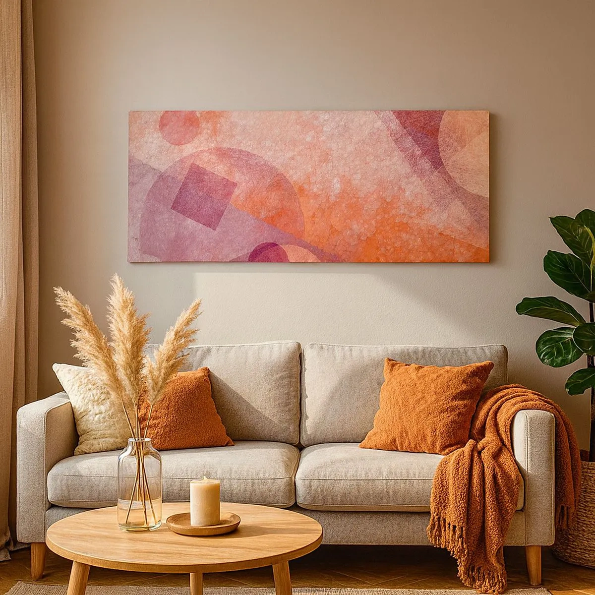 Quadro su tela - Stampe su Tela - Trasformazioni geometriche in rosa - 100x40 cm