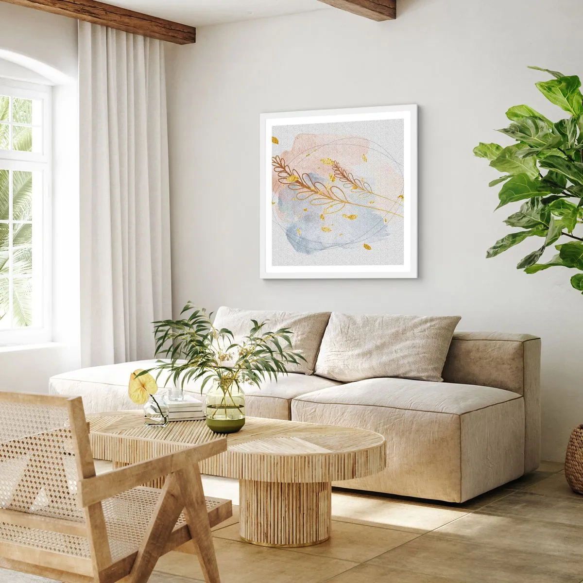 Poster in cornice bianca - Soffio d'oro - 50x50 cm