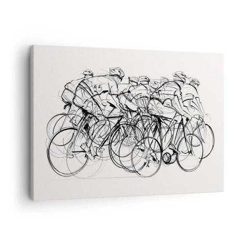 Quadro su tela - Stampe su Tela - Un gruppo di ciclisti in movimento in stile minimalista - 70x50cm - Insieme - Decorazione murale moderna per soggiorno e camera da letto ARTTOR