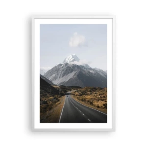 Poster in cornice bianca - Via verso il cuore dei monti - 50x70 cm
