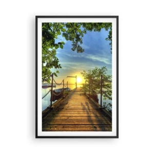Poster in cornice nera - Tramonto sul lago - 61x91 cm