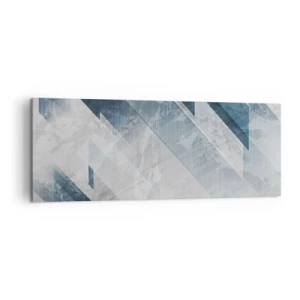 Quadro su tela - Stampe su Tela - Linee astratte in tonalità di grigio e blu - 140x50cm - Composizione spaziale: movimento in grigio - Decorazione murale moderna per soggiorno e camera da letto ARTTOR