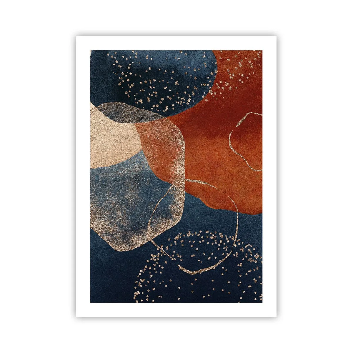 Poster - Una composizione astratta nei toni del blu navy e dell'oro - 50x70cm - La leggerezza dell'essere - Decorazione murale moderna per soggiorno e camera da letto ARTTOR