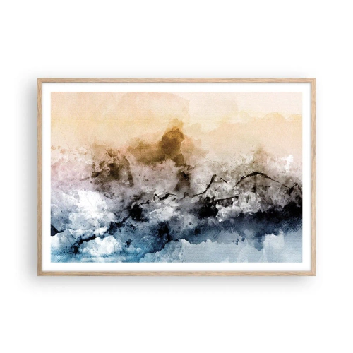 Poster in cornice rovere chiaro - Immersi in una nuvola di nebbia - 100x70 cm