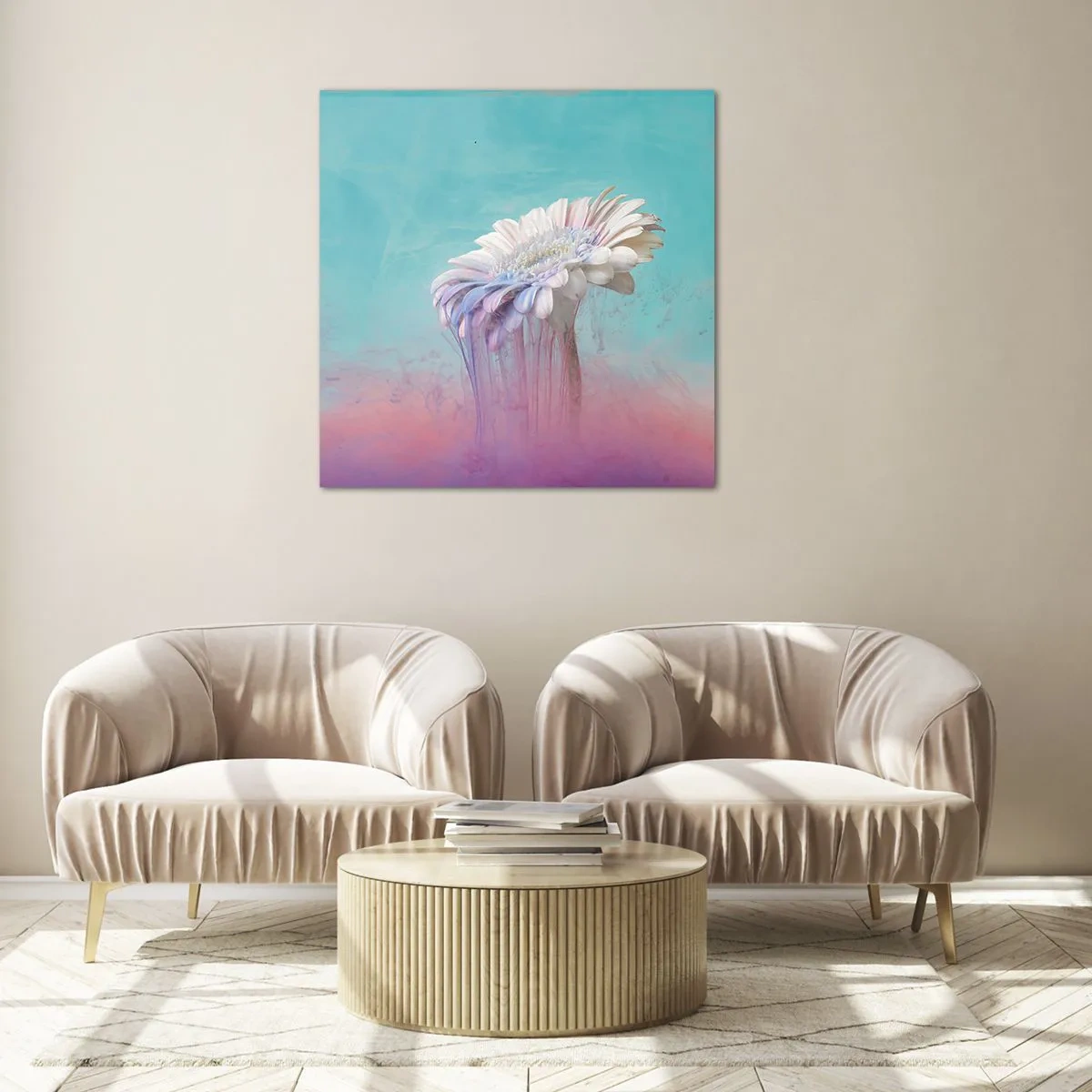 Quadro su vetro - L'aldilà dei fiori - 30x30 cm