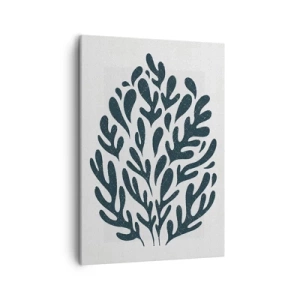 Quadro su tela - Stampe su Tela - Motivo a foglia astratta scura su sfondo chiaro - 50x70cm - Le forme della natura - Decorazione murale moderna per soggiorno e camera da letto ARTTOR
