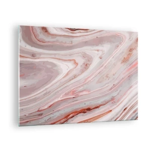 Quadro su vetro - Motivo astratto nei toni del rosa e del marrone - 70x50cm - Rosa liquido - Decorazione murale moderna per soggiorno e camera da letto ARTTOR