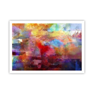 Poster - Astrazione colorata in tonalità calde e fredde - 100x70cm - Guardando dentro all'arcobaleno - Decorazione murale moderna per soggiorno e camera da letto ARTTOR