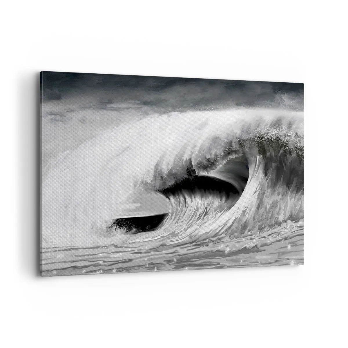 Quadro su tela - Stampe su Tela - Onda oceanica spettacolare in monocromia - 100x70cm - La furia dell'oceano - Decorazione murale moderna per soggiorno e camera da letto ARTTOR