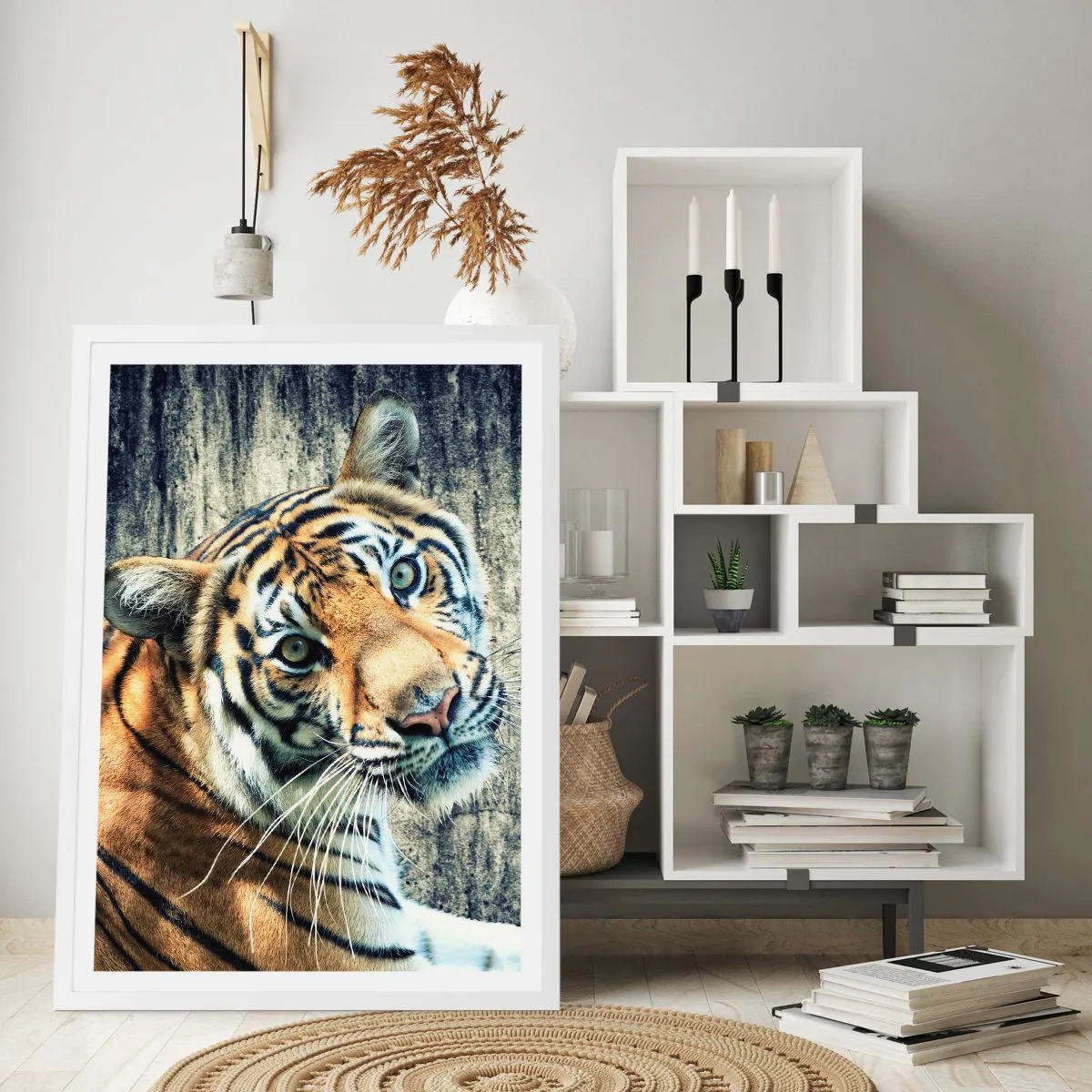 Poster in cornice bianca - Ritratto nei flussi di luce - 50x70 cm