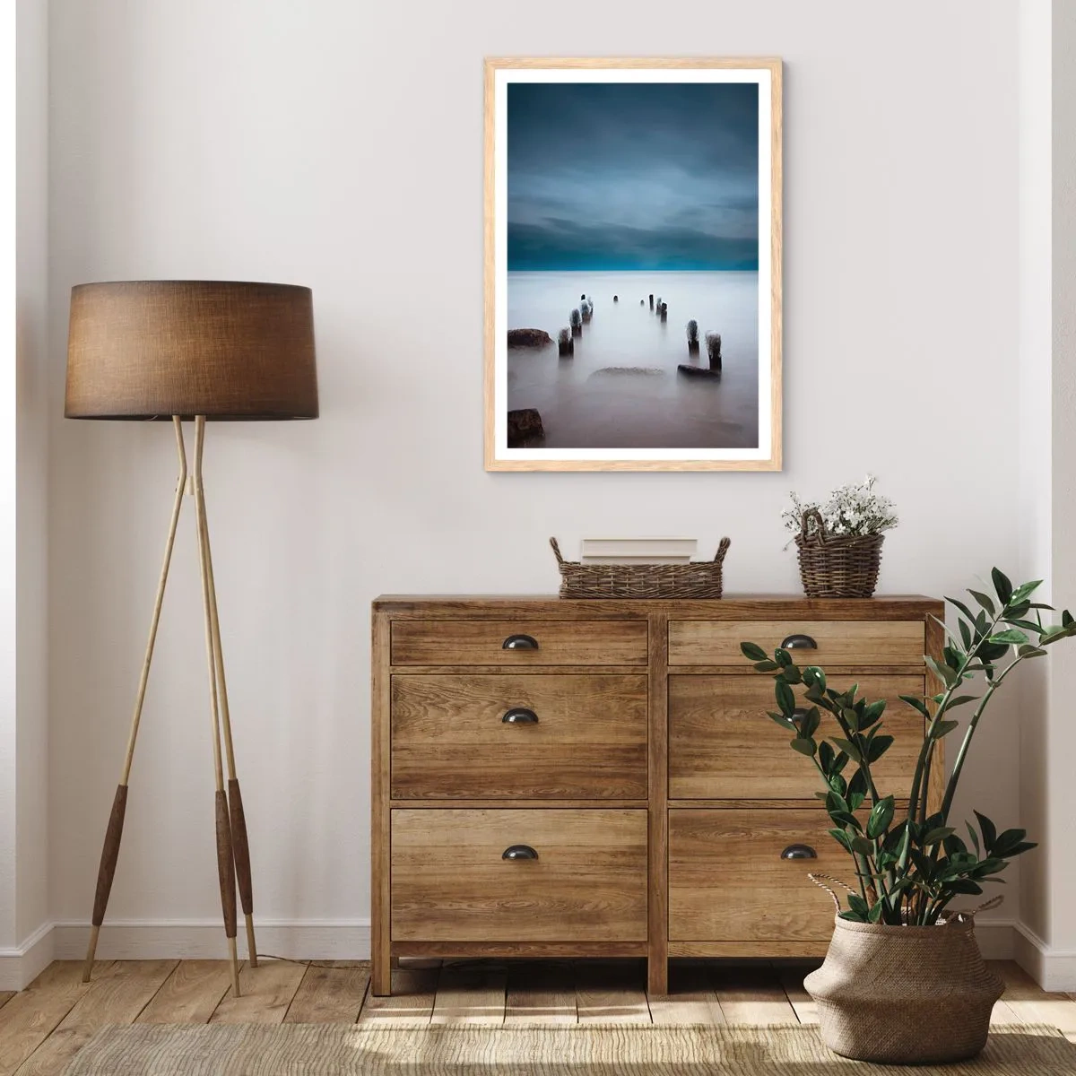 Poster in cornice rovere chiaro - Lago pensieroso - 70x100 cm