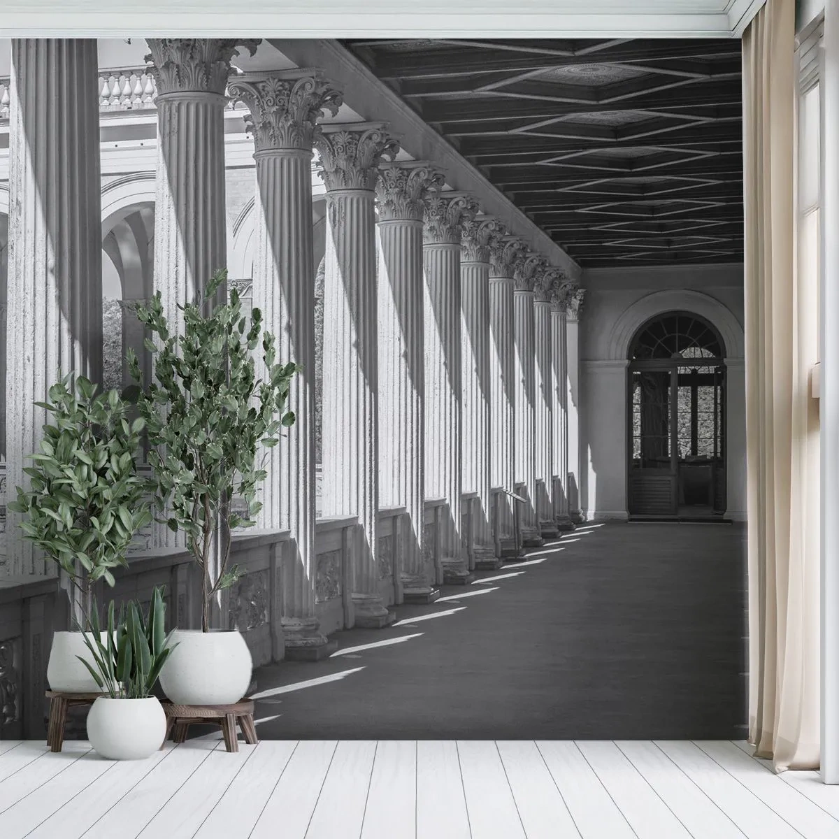 Fotomurali Premium Sand - Portico soleggiato - Colonne, Architettura, Classico - 500x350 cm