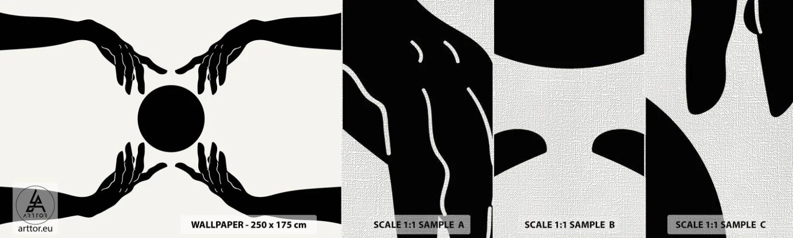 Campione di Fotomurale Premium Canvas - Segno misterioso - Mani, Palla, Mani - 100x30 cm