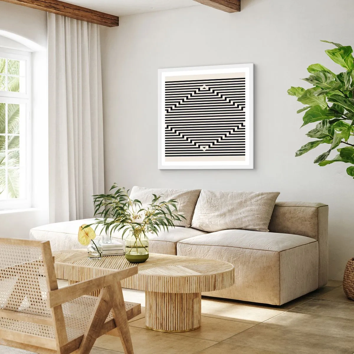 Poster in cornice bianca - Illusione geometrica - 60x60 cm