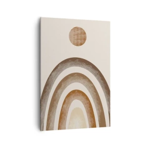 Quadro su tela - Stampe su Tela - Motivo planetario geometrico nei toni del marrone - 70x100cm - In una galassia lontana - Decorazione murale moderna per soggiorno e camera da letto ARTTOR