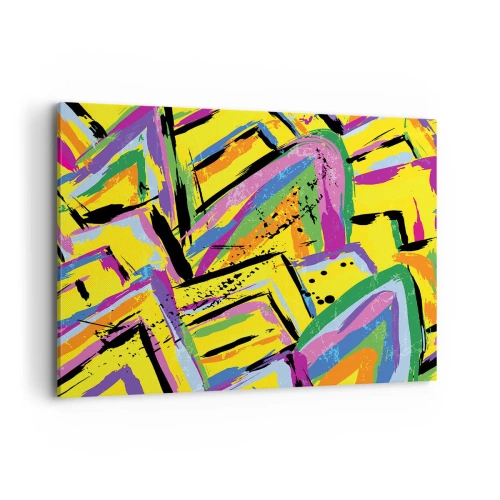 Quadro su tela - Stampe su Tela - Astrazione vivida in colori vivaci e forme dinamiche - 100x70cm - Grida di gioia - Decorazione murale moderna per soggiorno e camera da letto ARTTOR