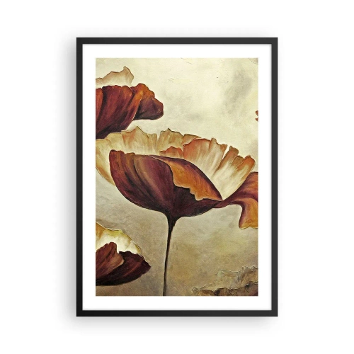 Poster in cornice nera - Un'immagine di papaveri in tonalità calde - 50x70cm - Nei prati e nei campi - Decorazione murale moderna per soggiorno e camera da letto ARTTOR