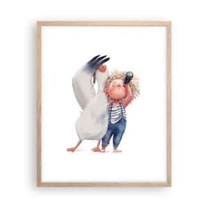 Poster in cornice rovere chiaro - Il progetto di un grande viaggio - 40x50 cm