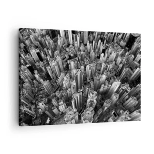 Quadro su tela - Stampe su Tela - Vista aerea della città in bianco e nero - 70x50cm - Ancora più in alto - Decorazione murale moderna per soggiorno e camera da letto ARTTOR