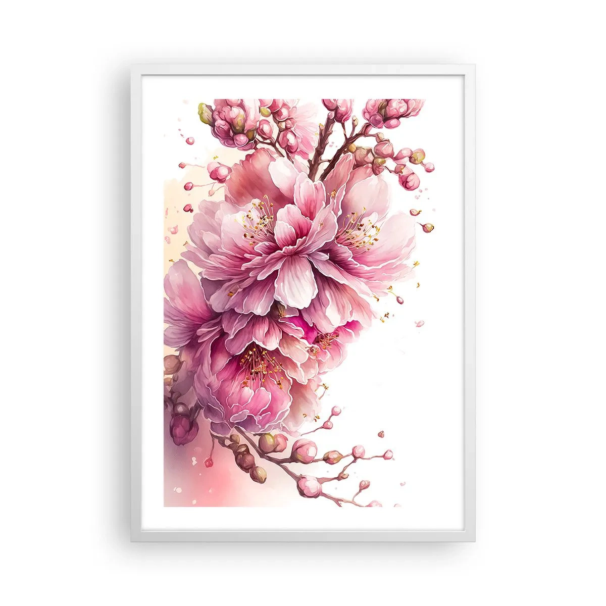 Poster in cornice bianca - Fiore di ciliegio - 50x70 cm