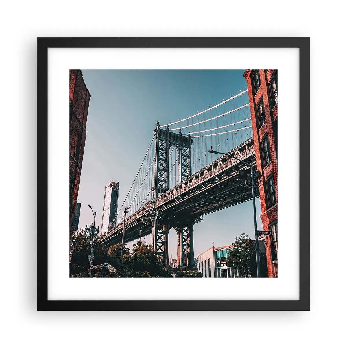 Poster in cornice nera - Sopra le onde della città - 40x40 cm