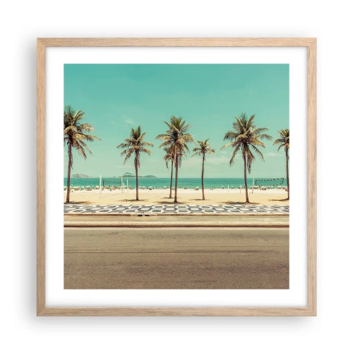 Poster in cornice rovere chiaro - A guardia della spiaggia - 50x50 cm