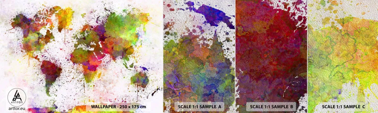 Campione di Fotomurale Premium Sand - È successo per caso - Mappa del mondo, Continenti, Pezzo - 100x30 cm