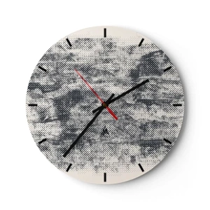 Orologio da parete - Orologio in Vetro - Texture in bianco e nero con effetto mesh raster - 30x30cm - Composizione nebbiosa - Decorazione murale moderna per soggiorno, cucina e camera da letto ARTTOR