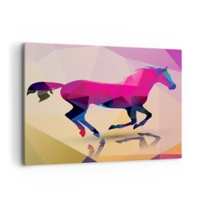 Quadro su tela - Stampe su Tela - Silhouette geometrica di un cavallo al galoppo in colori vivaci - 100x70cm - Il cubismo è sempre vivo - Decorazione murale moderna per soggiorno e camera da letto ARTTOR