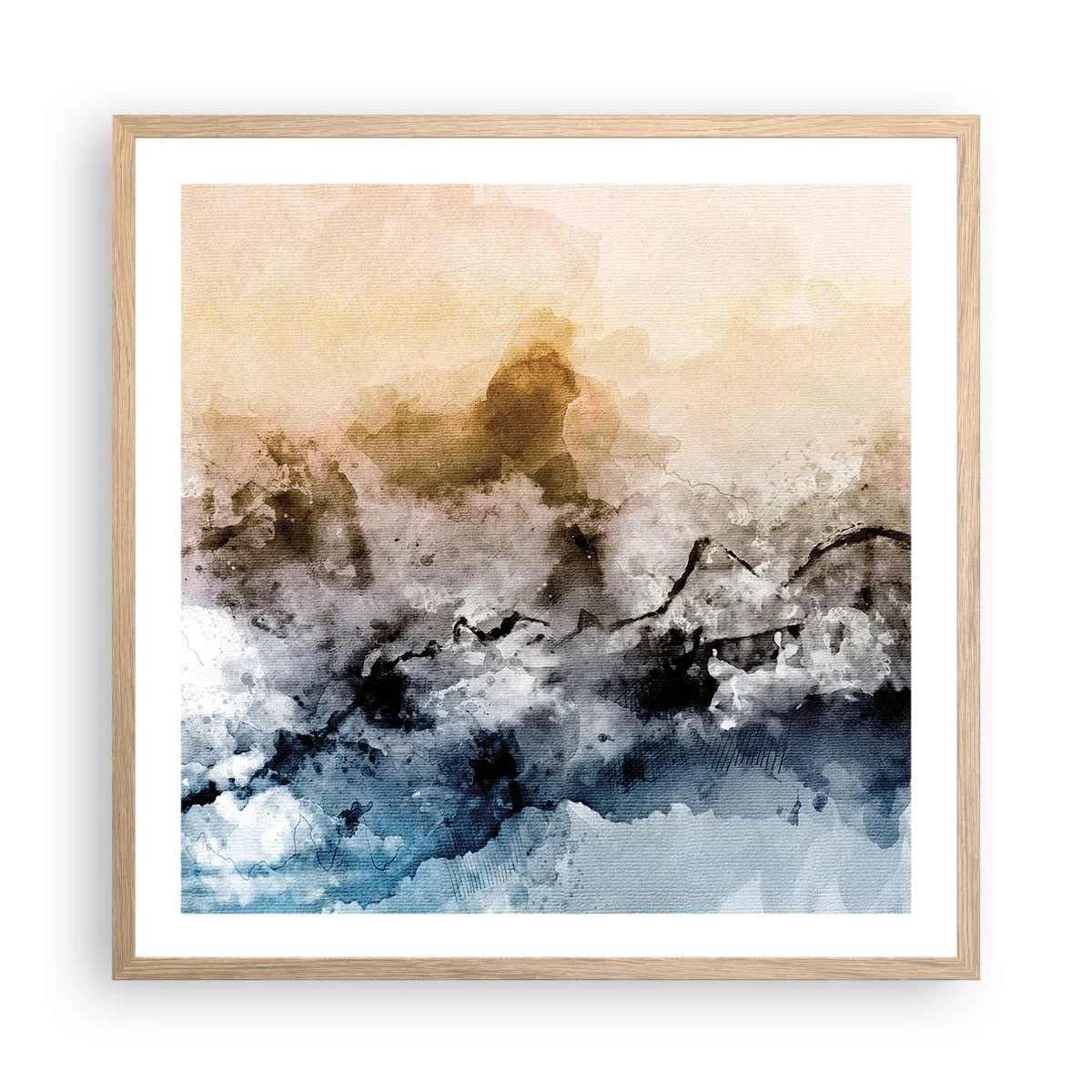 Poster in cornice rovere chiaro - Immersi in una nuvola di nebbia - 60x60 cm