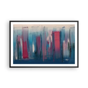 Poster in cornice nera - Composizione verticale in blu e rosso - 91x61 cm