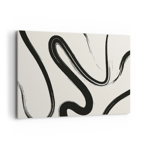 Quadro su tela - Stampe su Tela - Linee curve in bianco e nero su uno sfondo chiaro - 100x70cm - Capriccio bianco e nero - Decorazione murale moderna per soggiorno e camera da letto ARTTOR