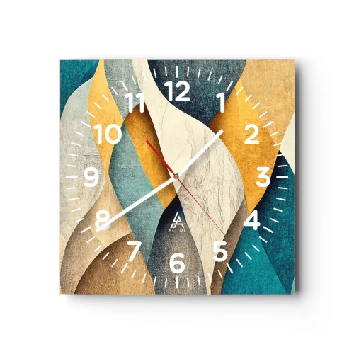 Orologio da parete - Orologio in Vetro - Ritmo e ondulazioni - 30x30 cm