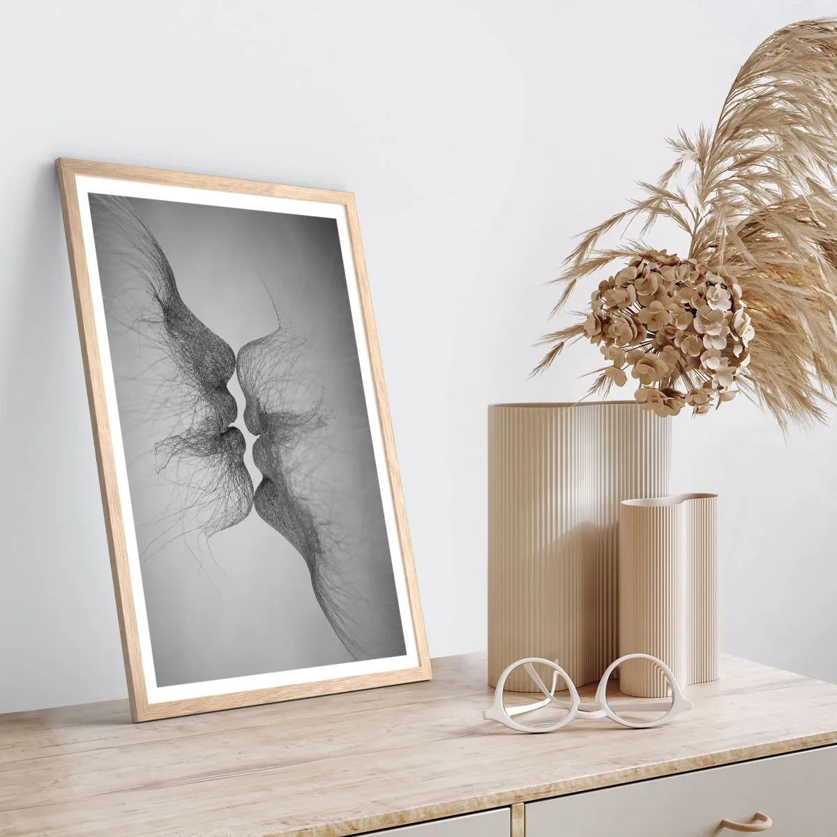 Poster in cornice rovere chiaro - Il bacio del vento - 70x100 cm
