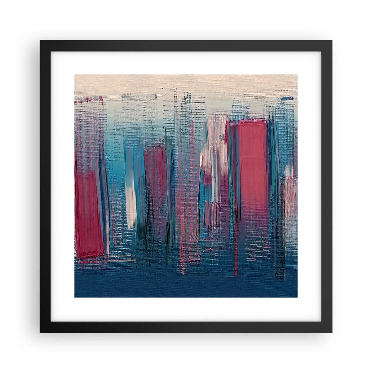 Poster in cornice nera - Composizione verticale in blu e rosso - 40x40 cm