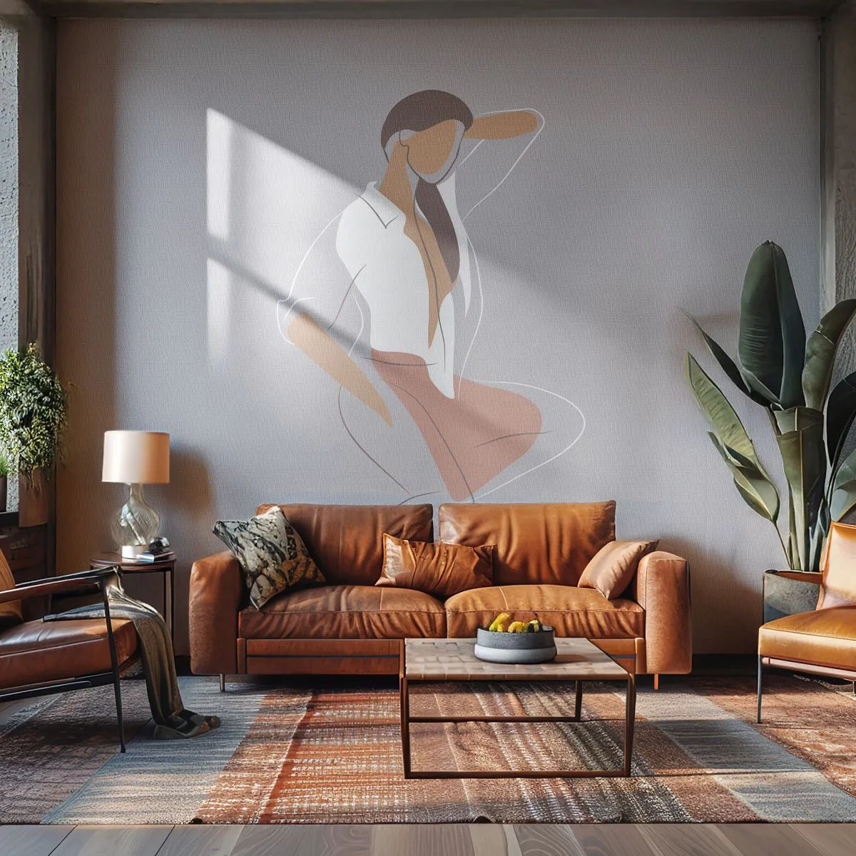 Fotomurali Premium Sand - Profilo di bellezza - Donna, Grafica, Modello - 350x256 cm