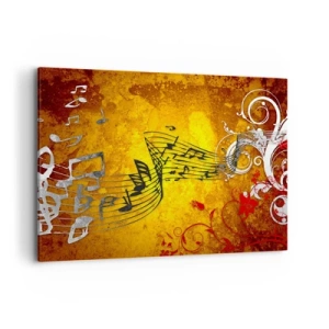 Quadro su tela - Stampe su Tela - Note musicali astratte su uno sfondo colorato con ornamenti - 100x70cm - Che la musica scorra - Decorazione murale moderna per soggiorno e camera da letto ARTTOR