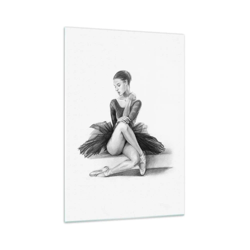 Quadro su vetro - Uno schizzo di una ballerina in uno stile classico e sottile - 70x100cm - Incantata dalla danza - Decorazione murale moderna per soggiorno e camera da letto ARTTOR