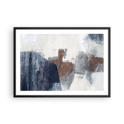Poster in cornice nera - Forme astratte nelle tonalità del blu e del marrone - 70x50cm - Forme blu e marroni - Decorazione murale moderna per soggiorno e camera da letto ARTTOR