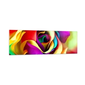 Quadro su vetro - Una rosa colorata nelle sfumature dell'arcobaleno - 160x50cm - È impossibile - Decorazione murale moderna per soggiorno e camera da letto ARTTOR