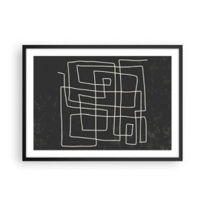 Poster in cornice nera - Motivo geometrico astratto su sfondo scuro - 70x50cm - Non è così semplice - Decorazione murale moderna per soggiorno e camera da letto ARTTOR