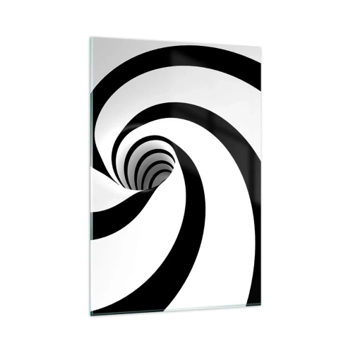 Quadro su vetro - Spirale astratta in bianco e nero con effetto vortice - 80x120cm - Lasciarsi andare al vortice? - Decorazione murale moderna per soggiorno e camera da letto ARTTOR