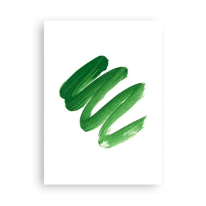Poster - Pennellate verdi minimaliste su sfondo bianco - 50x70cm - Scherzo verde - Decorazione murale moderna per soggiorno e camera da letto ARTTOR