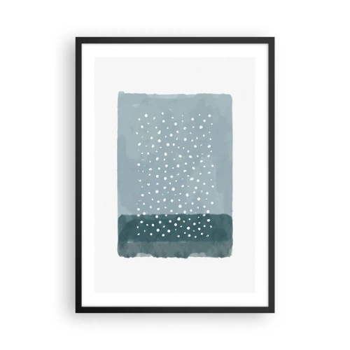 Poster in cornice nera - Una composizione astratta con puntini bianchi su sfondo blu. - 50x70cm - Spuntate nel blu - Decorazione murale moderna per soggiorno e camera da letto ARTTOR