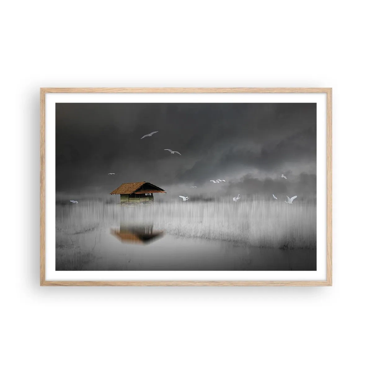 Poster in cornice rovere chiaro - Riparo dalla pioggia - 91x61 cm